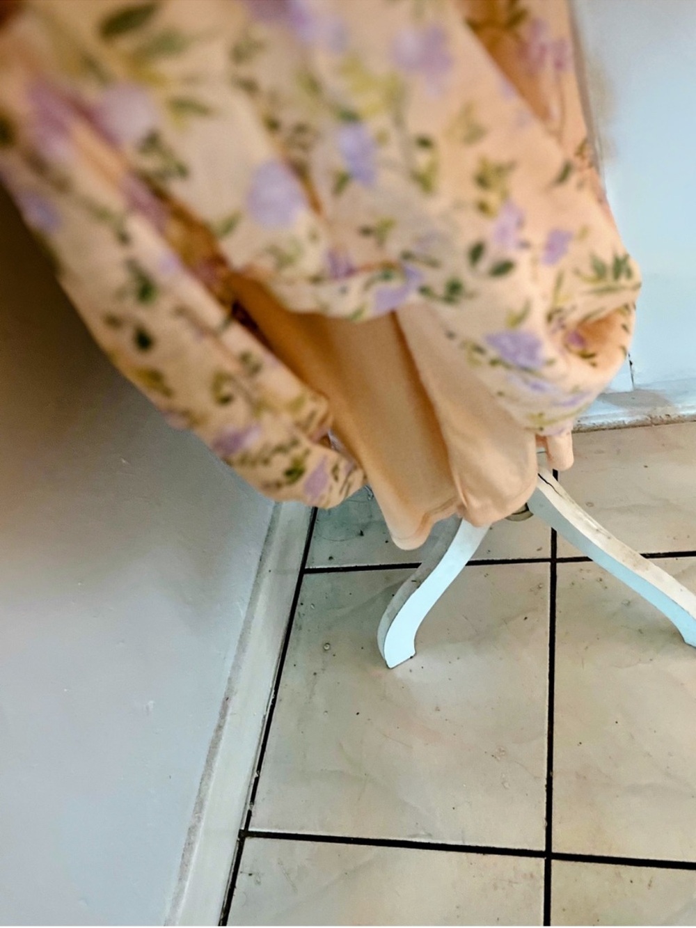Light Peach/Purple Floral Midi Dress - Picture 6 of 12